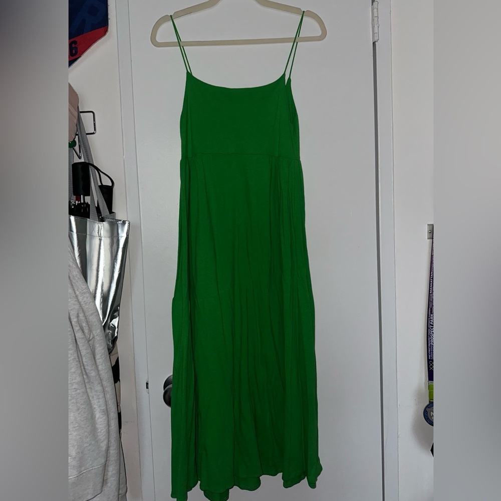 Elegant Green Spaghetti Strap Dress - American Vintage